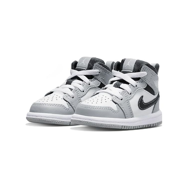 Детские кроссовки Air Jordan 1 Mid TD Light Smoke Grey Антрацитовый Белый 640735-078