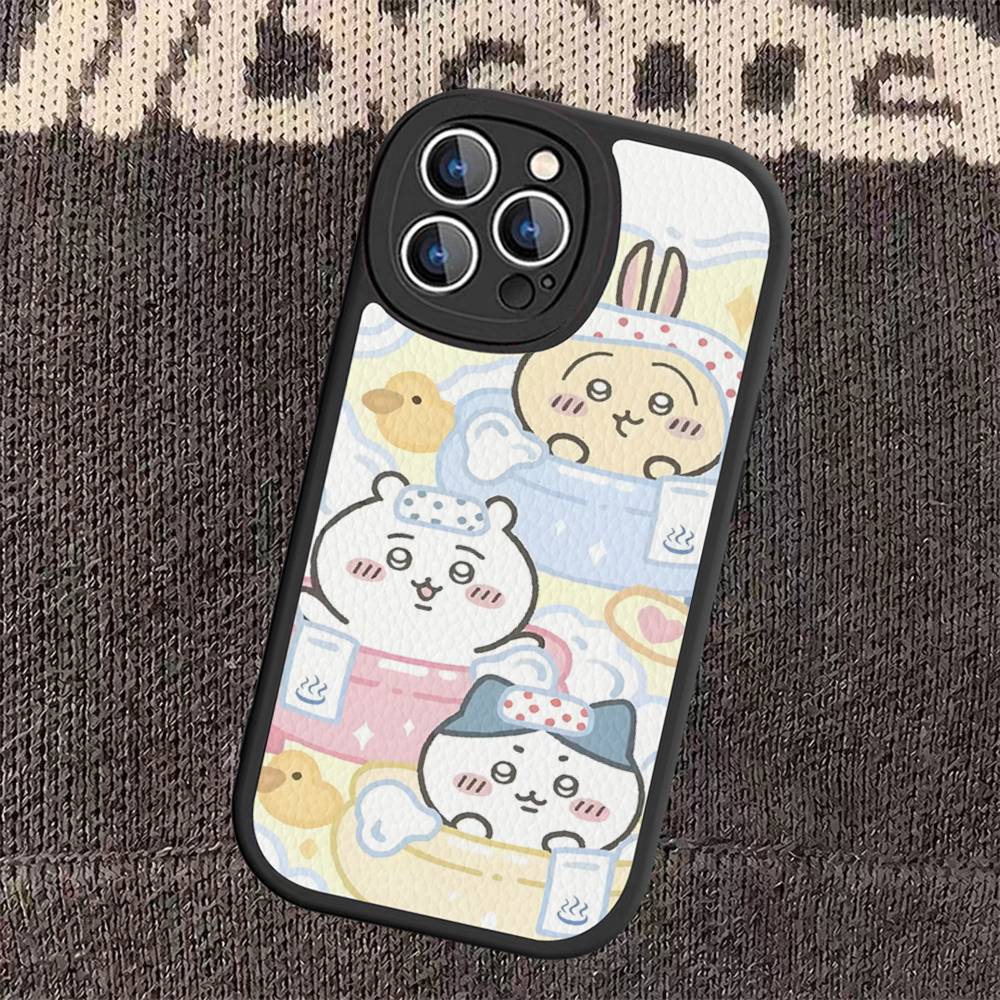 C-Chii-kawa Phone Case Hard Leather For iPhone 16 15 14 13 12 Mini 11 14 Pro Max Xs X Xr 7 8 Plus Fundas