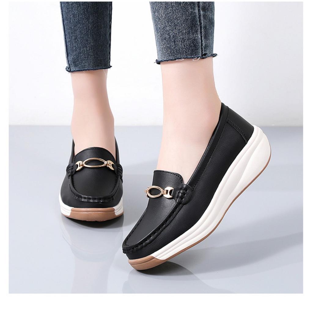 Женская удобная, легкая, дышащая искусственная кожа Face Four Seasons Universal Non Slip Casual Shoes - One Step Step Le Fu Shoes