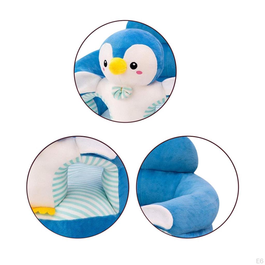 Baby Seat Chair Cover Plush Fabric Animal Shaped Infant Floor Slipcover Elephant Beige