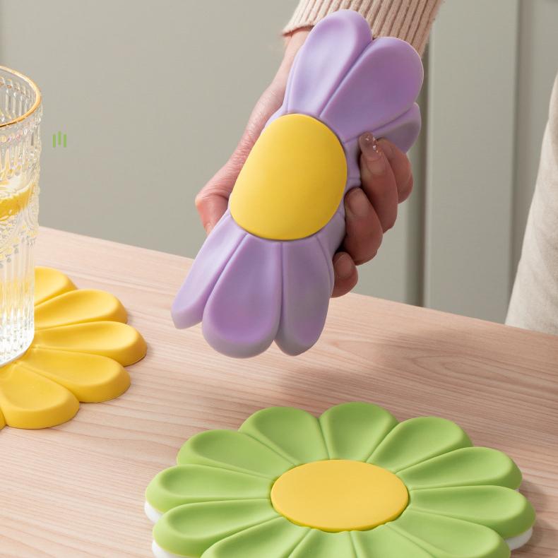 Силиконовый теплоизоляционный коврик с цветком маргаритки, простой, прочный, симпатичный, японский, силиконовый, подставки под тарелки, коврик для кастрюль и сковородок, защищающий от ожогов