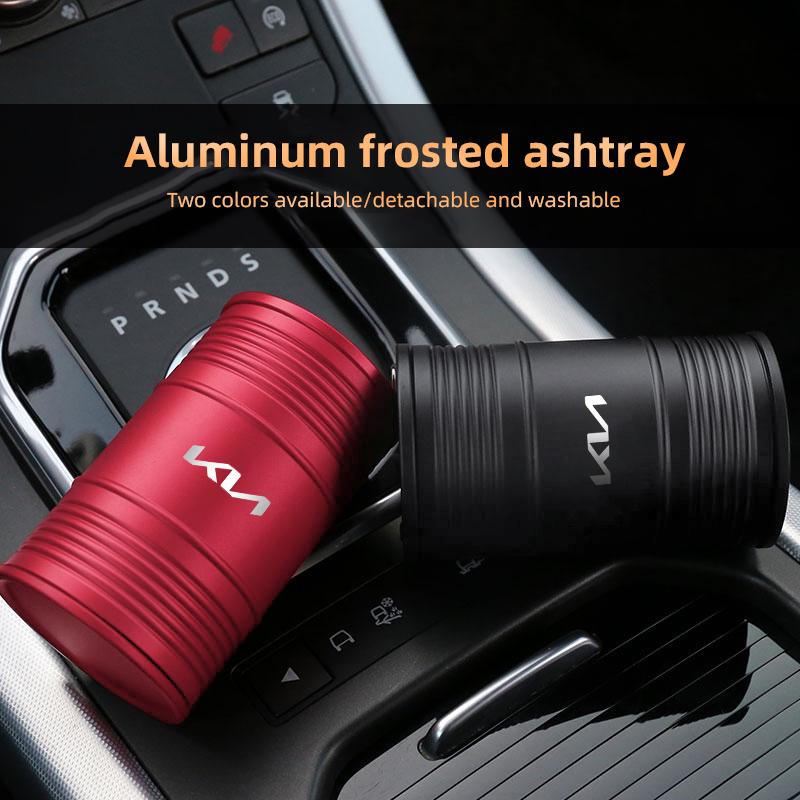 BQTT3 Aluminum Alloy Car Ashtray Portable Oil Drum Shape For Kia Stinger Sonet Picanto Rio Proceed K7 K5 K9 K3 XCeed Soul Venga Seltos