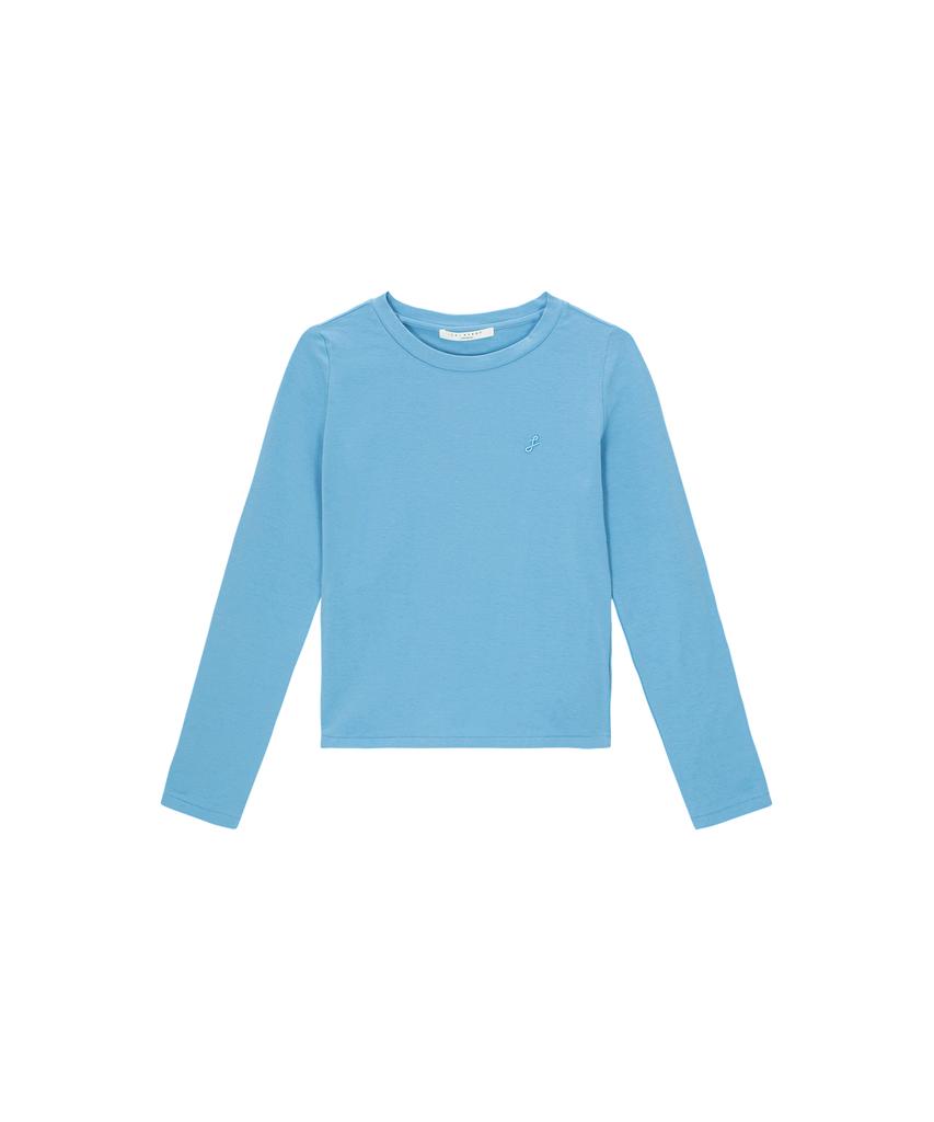 LEI AVERY Basic Cotton Long Sleeve Slim Fit T-Shirt (Blue)
