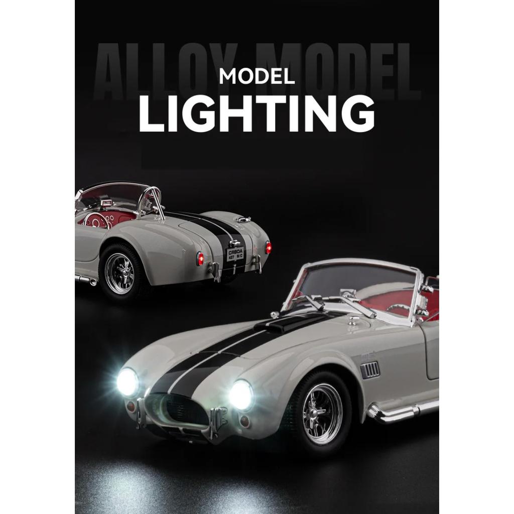1/22 Ford Shelby Cobra 427 S/C Родстер Сплав Модель Спортивного Автомобиля Литые Металлические Классические Ретро Автомобили Модель Транспортных Средств Звук Свет Детские Подарки