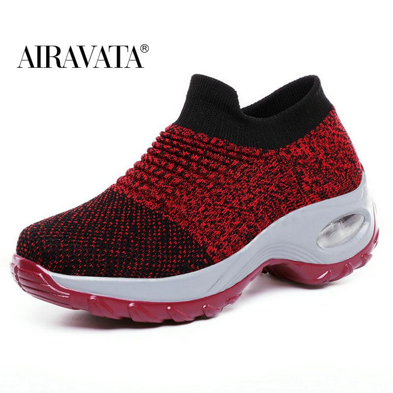 Fashion Women Casual Sneakers Mesh Platform Slip-on Air Cushion Sport Shake Shoes