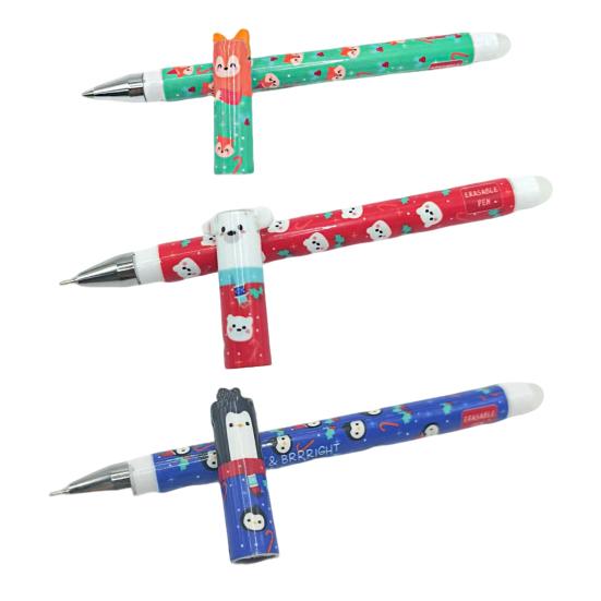 3Pcs Erasable Gel Pens 0.5mm Christmas Themed Pen Quick Drying Smooth Writing Pen for Office Stationary