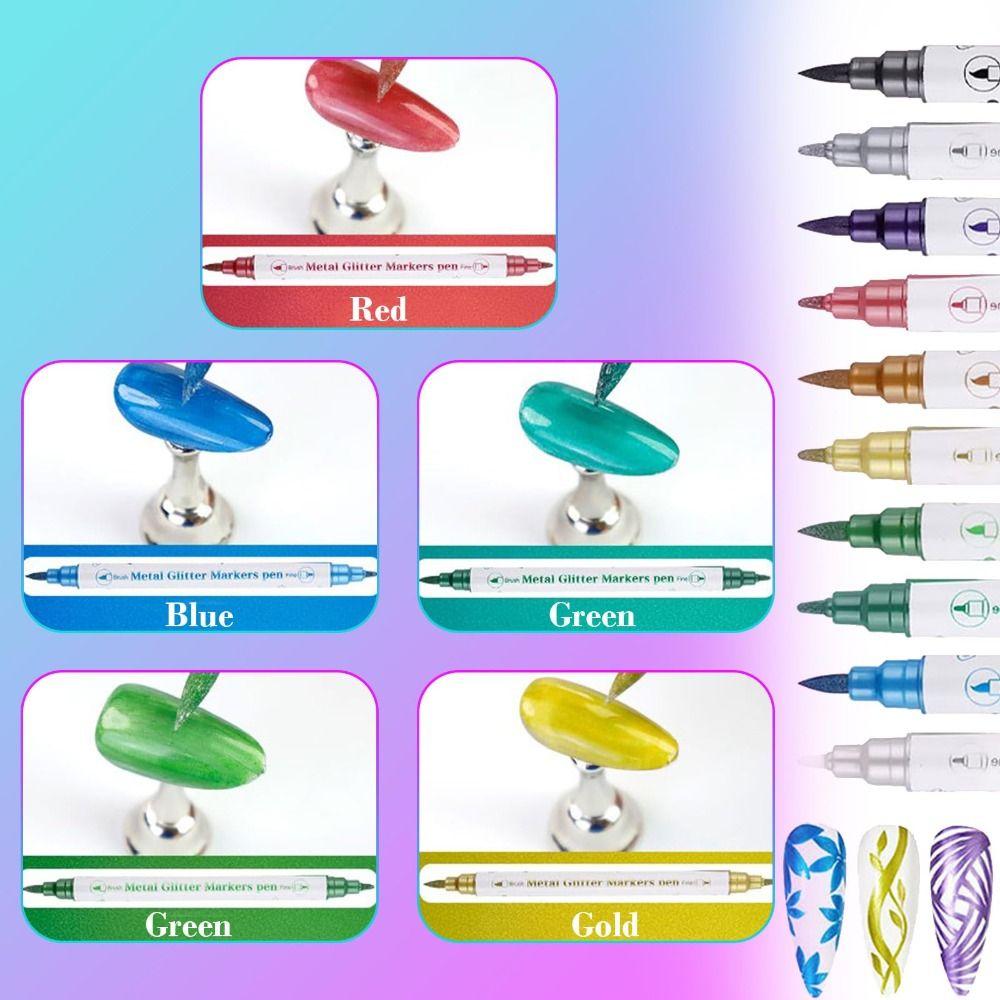10/12 Colors Quick Dry Nail Art Polish Pens 10/12 Colors Nail Brush Marker Sets  for DIY Nail Art