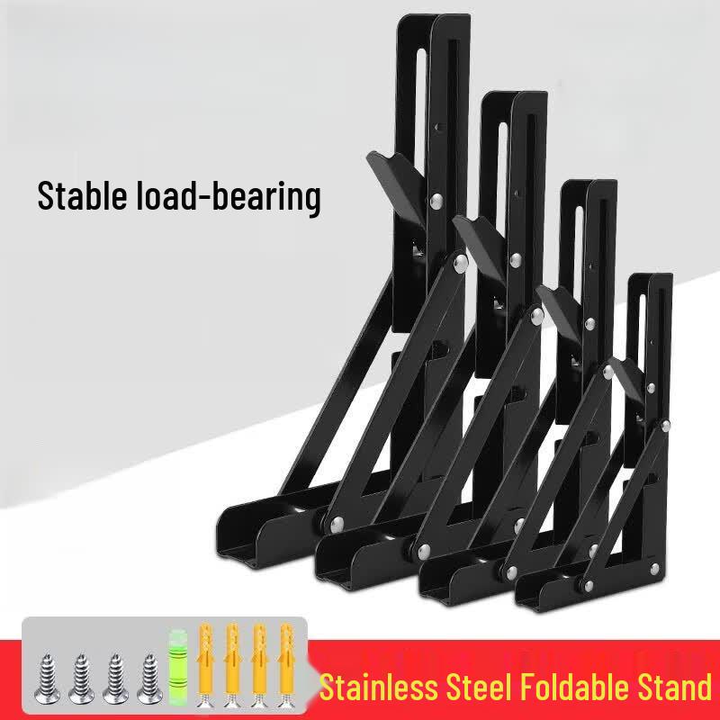 Foldable Stainless Steel Wall Shelf with Wood Board