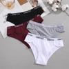 FINETOO Cotton Panty For Women Mid Waist Underwear Breathable Solid Color Lingerie