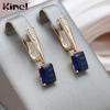 Модные темно-синие серьги-подвески Kinel с квадратным цирконом