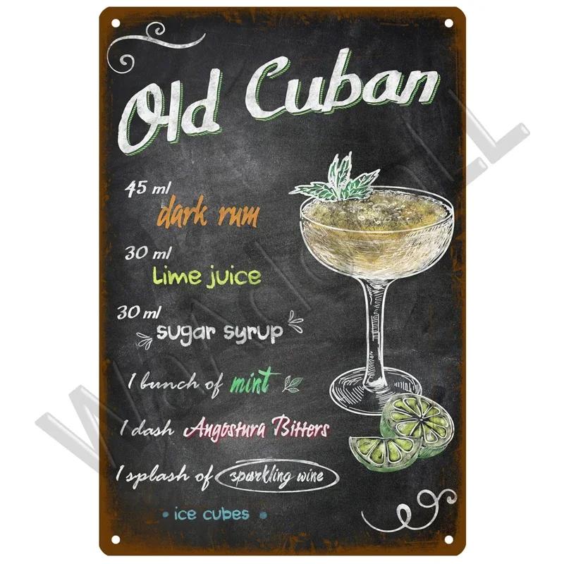 Metal Sign Vintage Tin Signs Retro Decorations Gin & Tonic Cocktail Plate Decorative Poster Plaque Bar Kitchen Home Wall Decor