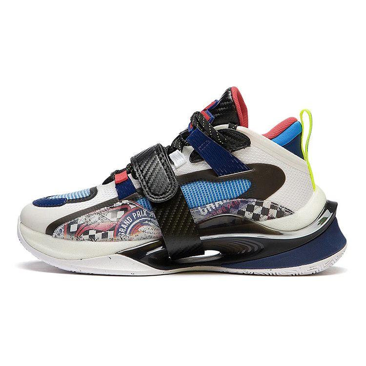 Li Ning Pioneer Spirit Premium 2.5 Low Basketball Shoes Kids Sneaker Black White Blue YKBS048-1