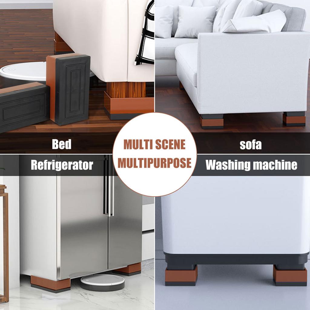 4Pcs Bed Risers Heavy Duty Adjustable Furniture Riser Stackable Desk Lifts Leg Extenders with Anti Slip Pad for Table Couch Sofa