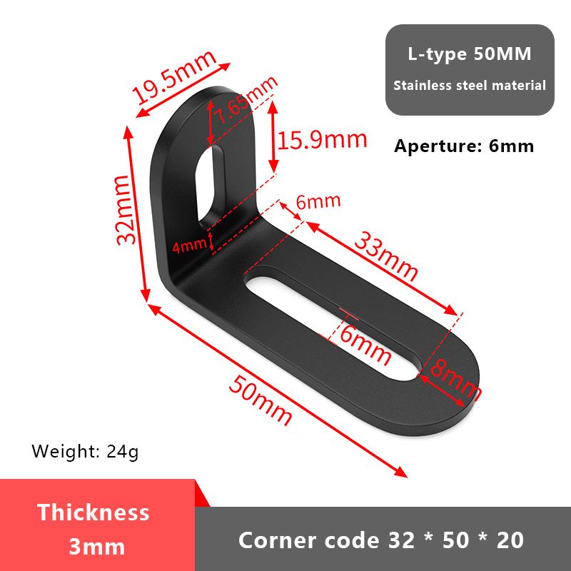 Stainless Steel Adjustable Angle Code Long Hole Activity 90 ° Right Angle Furniture Fixer L-shaped Shelf Bracket Connector