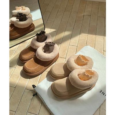 Зимой 2025 года новые французские ретро-ботинки-дутики на толстой подошве с круглым носком для женщин универсальны и бархатно-теплые женские ботильоны.