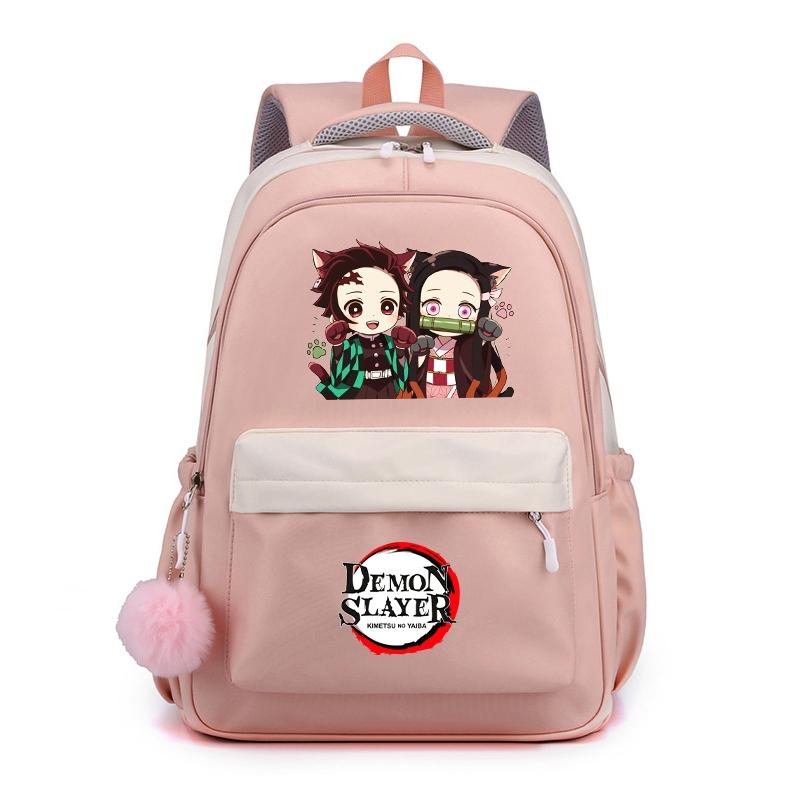 Аниме Demon Slayer, нейлоновый милый мягкий рюкзак, повседневная сумка для книг, школьная сумка для девочек, мальчиков, мужчин и женщин, дорожная сумка для отдыха Mochila