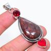 Агат озера Верхнее, Гранат Ручная работа Подвеска из серебра 925 пробы 2,96" b0F14