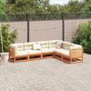 6 Piece Garden Sofa Set with Cushions Wax Brown Pine Wood