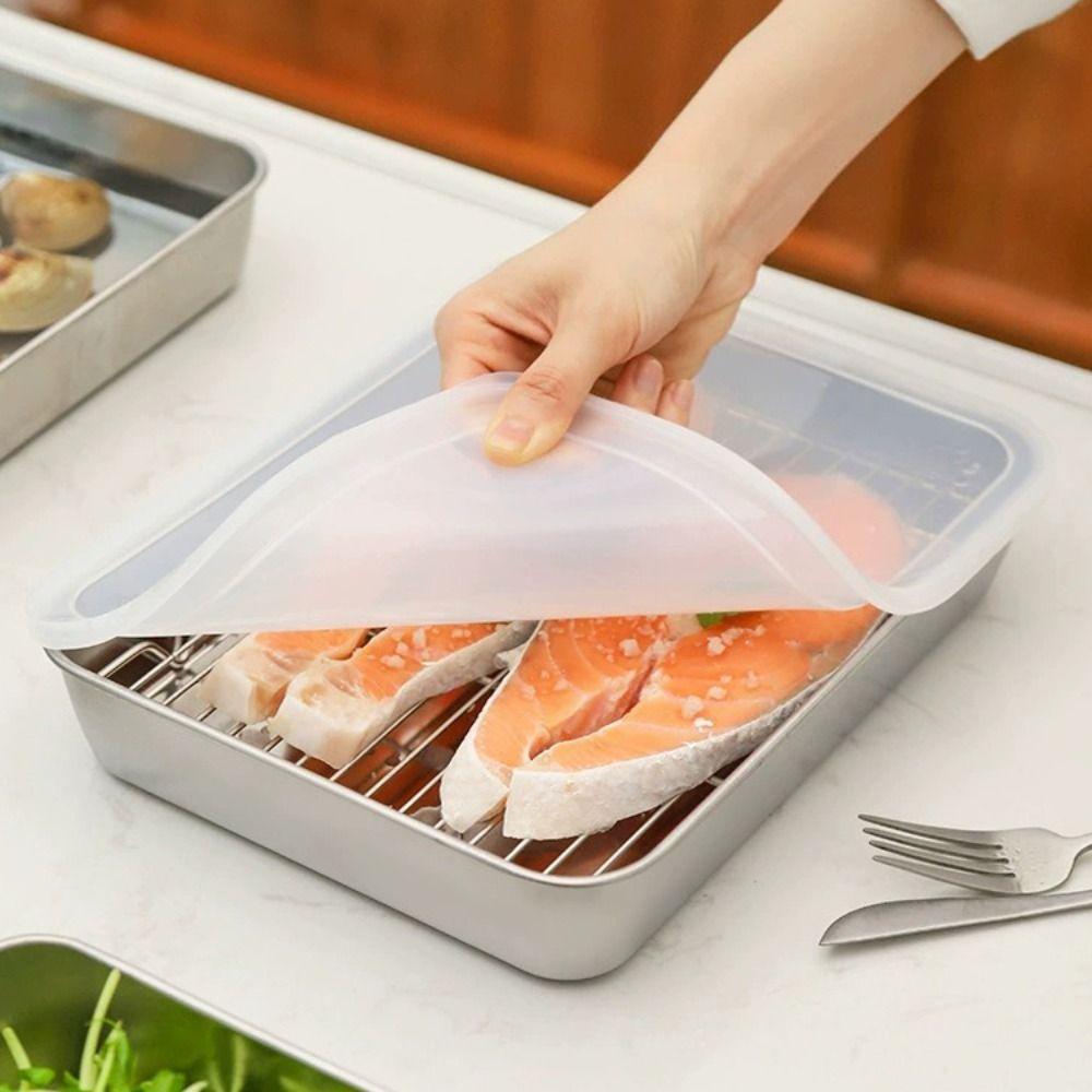 with Plastic Cover Stainless Steel Food Storage Box Rustproof Food Container Sausage