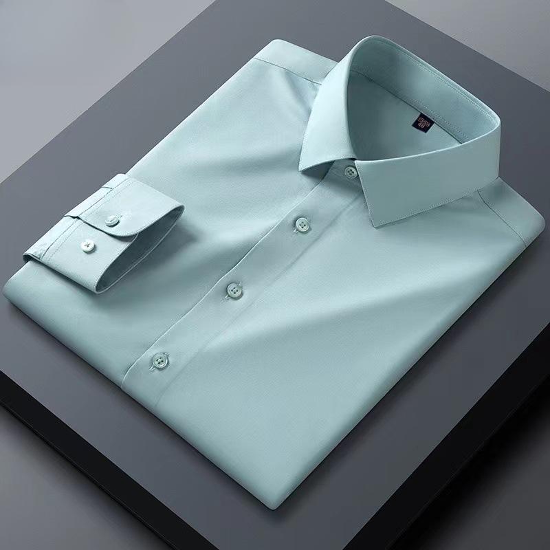 High-end Men's Shirts, Men's Mulberry Silk Series, Casual Long-sleeved Shirts, Summer Icy Drape, Non-iron Shirts