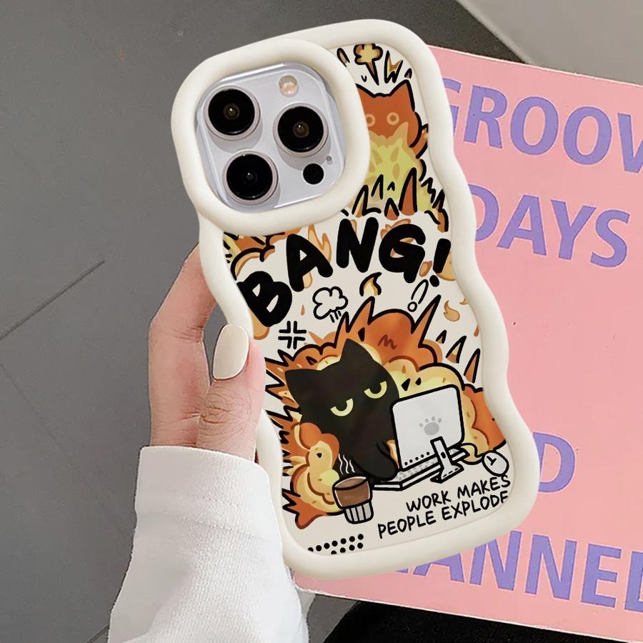 Soft Phone Cover Case for iPhone 16 Pro Max 13 12 15 Plus 17 Air 14 8 11 XR Tomato Sauce Black Cat