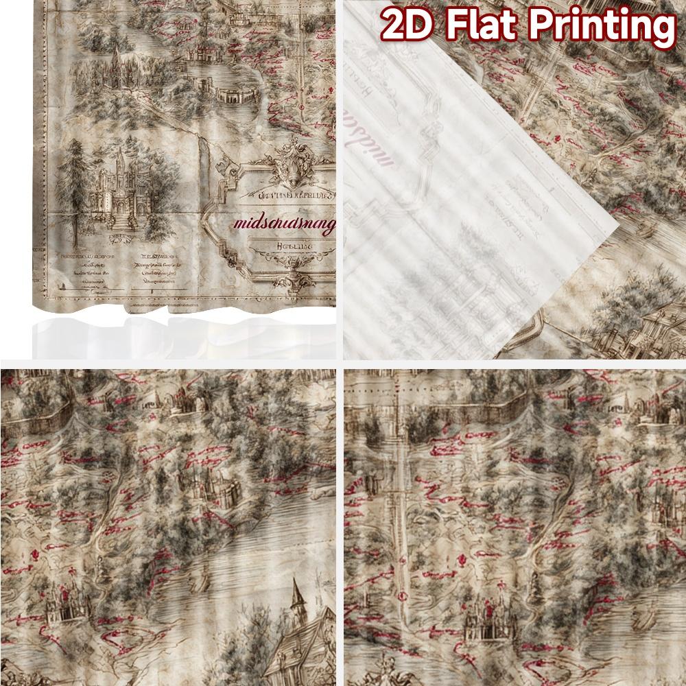 2pcs, 2D FLAT PRINTING Curtains (Without Rod) MarauderMap Christmas Festival Creative Curtains Machine Washable Fabric Curtains