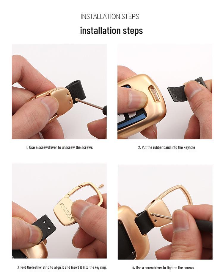 Cabrón Натуральная кожа Универсальный автомобильный брелок - Подходит для всех ключниц с высококачественной квадратной пряжкой