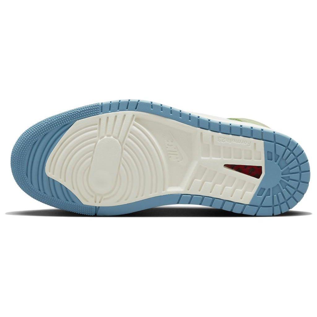 Air Jordan 1 High Zoom Comfort 2 University Blue Volt Женские кроссовки Бело-Оливковые DV1305-433