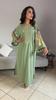 Moroccan Oriental Dress In Light Green with Golden Embroidery - Traditional Evening Dress, Elegant Moroccan Jellaba for Weddings and Parties