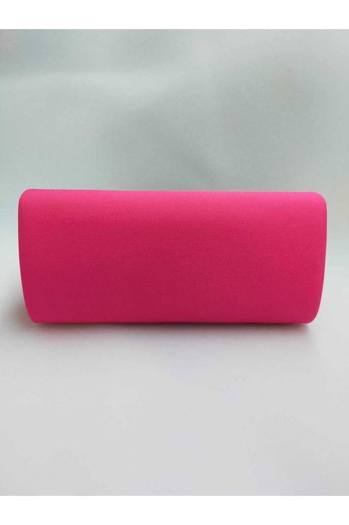 Women's Stylish and Useful Evening Dress Bag Fuchsia Matte Satin Double Color Knot Stone Evening Bag