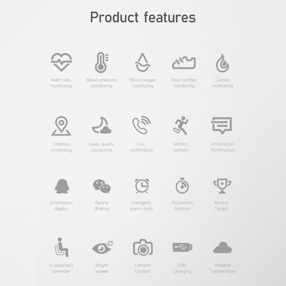 Спортивный браслет, браслет для измерения сердечного ритма, артериального давления, шагомер, фитнес-смарт-часы для телефона Android IOS