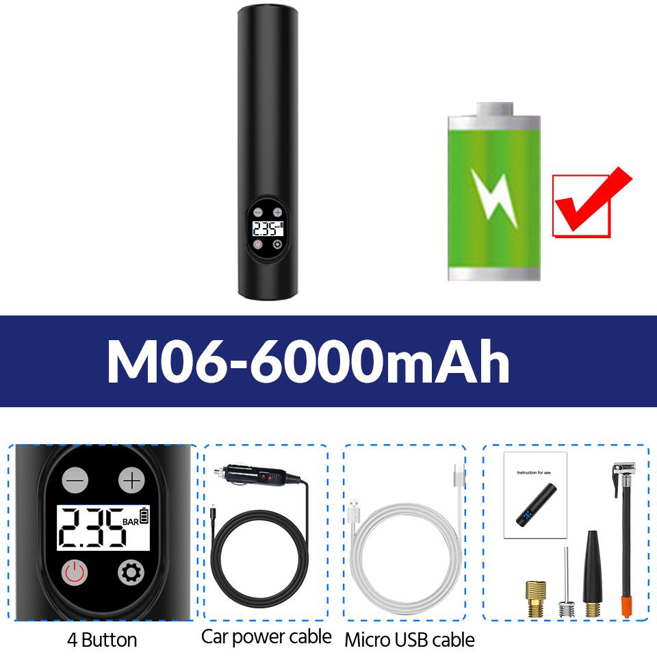 E-ACE Надувной насос для шин, цифровой ручной автомобильный насос для шин, 12 В, 150 фунтов на квадратный дюйм, перезаряжаемый воздушный насос, емкость 6000 мАч