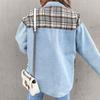 Женская куртка Джинсовая куртка с длинным рукавом в клетку Рубашка на пуговицах Куртка Топ