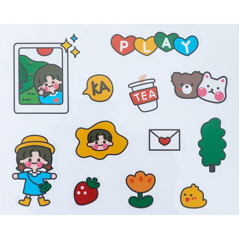 Милые корейские наклейки для девочек Kawaii для чехлов телефонов, канцелярских товаров, поделок, запечатывания и студенческих дневников