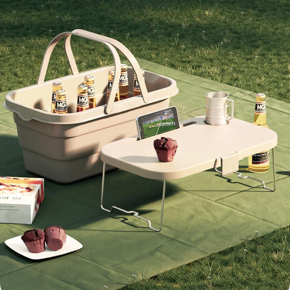 1pc Portable Collapsible Large Capacity Picnic Basket, Collapsible Plastic Storage Basket for Outdoor Party Home Party Barbecue