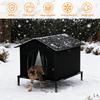 Зимний уличный домик для кошек, утепленный, водонепроницаемый, приподнятый, теплая кровать-укрытие для бездомных кошек, котят, мелких животных, для использования на патио, в саду
