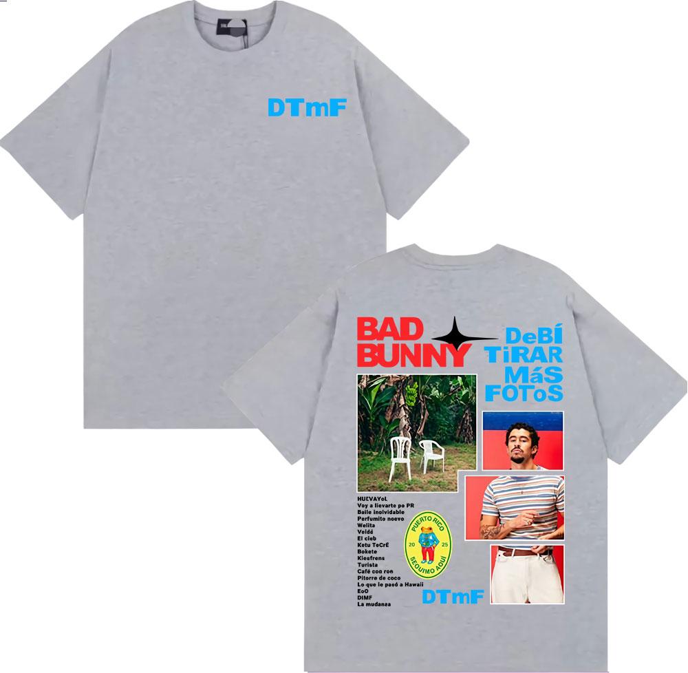 Rapper Bad Bunny Debi Tirar Mas Fotos DTMF Album Cover Merch Tee Shirt Men Women Fashion Vintage Short Sleeve T-shirt Streetwear