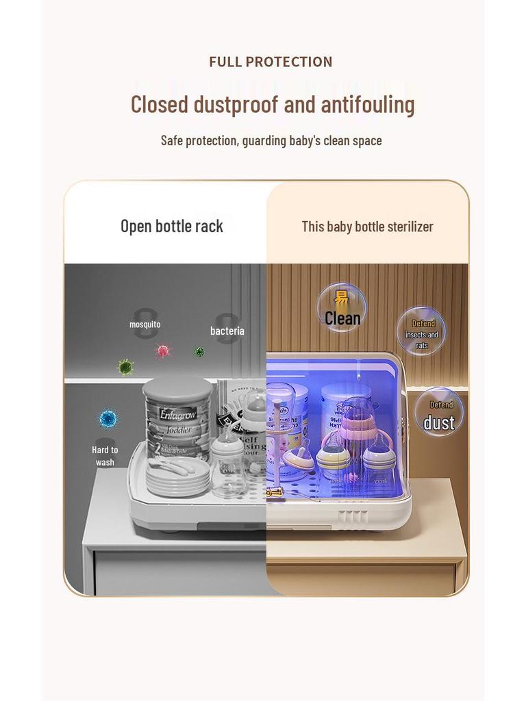 Стерилизатор для детских бутылочек и посуды, стойка для хранения с пылезащитной крышкой