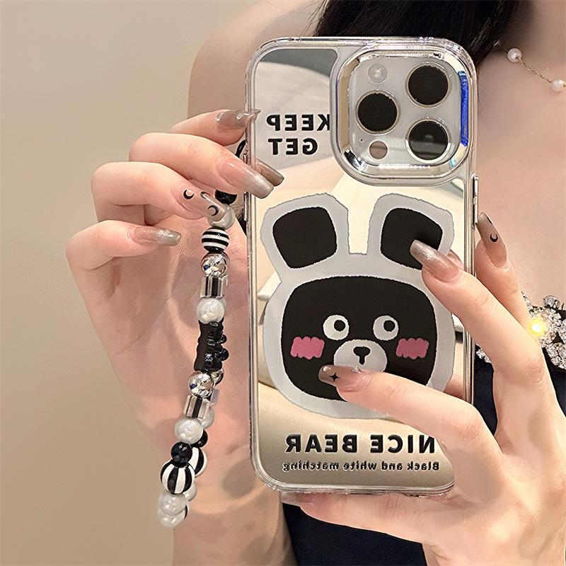 Чехол Zhitai iPhone 15 Pro/16 Pro Max «три в одном» с зеркалом и цепочкой для телефона