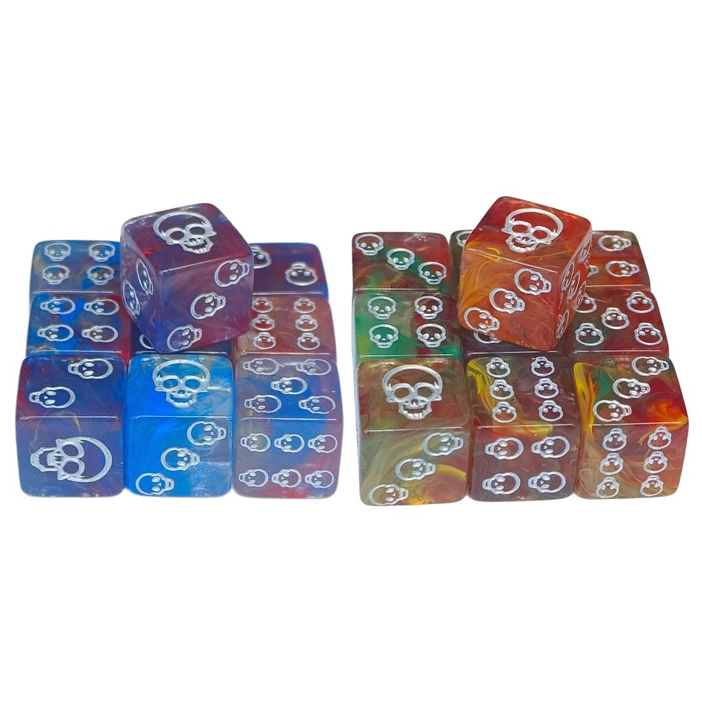 10Pcs Acrylic Six Sided Dices Set Skull Pattern Table Game Dices Round Corner Role Playing Dices Board Game Accessories