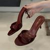 Fashion Fashion Thin High Heeled Slippers Women Sexy Round Toe Open Toe Patent Leather Slide Sandals Summer Elegant High Heels Sandalias
