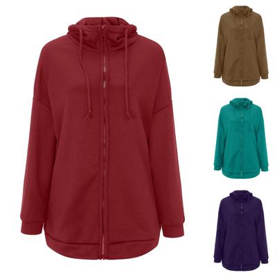 Женский повседневный однотонный карманный свитер с капюшоном и курткой