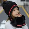 Women's Winter Knitted Hat with Velvet, Rabbit Fur, and Earmuffs - Thick, Warm Beret with Fashionable Fur Pompom.