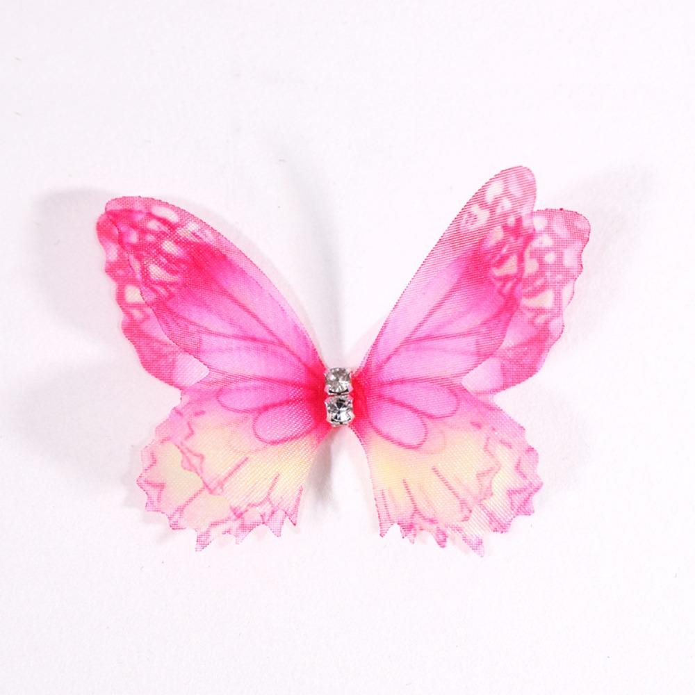 50 шт. двухслойные шифоновые вышитые бабочки-нашивки свадебные аксессуары для волос