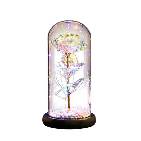 Rose Flower Gifts for Her Mom Wife Grandma Light Up Eternal Rose in A Dome Romantic Gift for Anniversary Birthday Valentine's Day Christmas