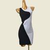 Color Matching Hip Skirt Stylish Fashion Style Sleeveless Silm Slimming Contrast Color Elegant Knitting Dress Women