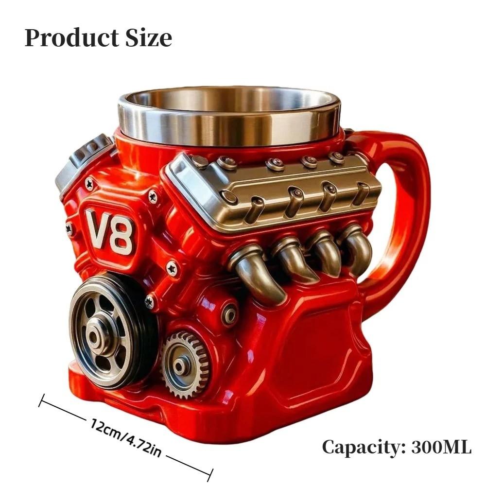 Retro V8 Engines Stainless Steel Cup Double Wall Insulation Car Mug Gifts for Men and Boys