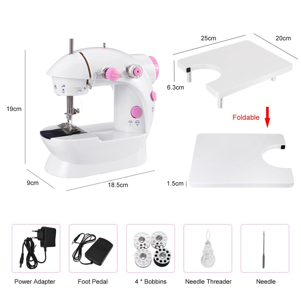 Электрическая швейная машина Мини-швейная машина Портативная с удлиненным столом Ножная педаль Двухскоростная двойная нить DIY Инструмент для начинающих домашних путешествий