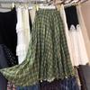 Summer Retro Plaid Skirt Elastic Waist Loose Pendulum Long Skirt Fresh and Versatile