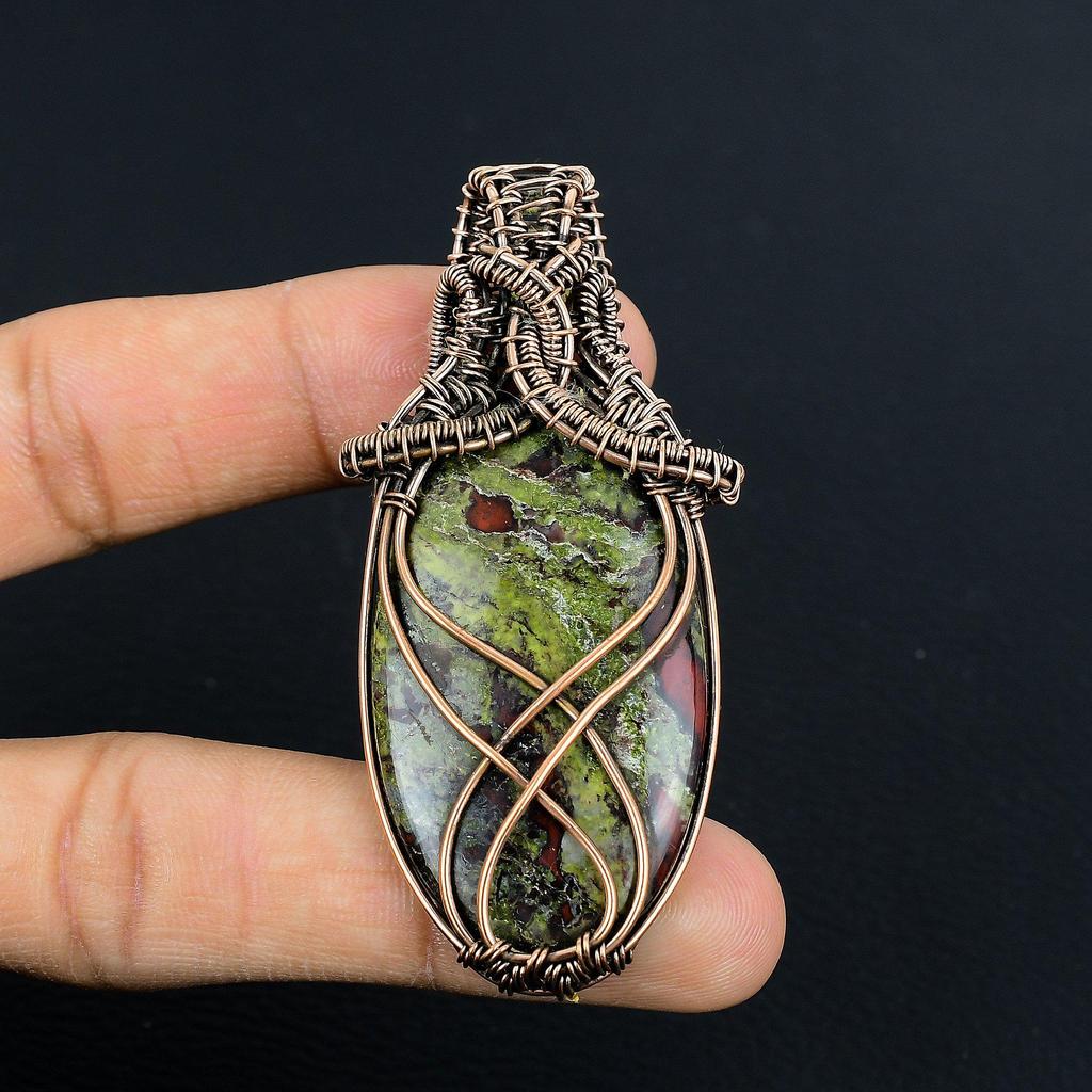 Dragon Blood Jasper 999 Copper Wire Wrapped Pendant, Handmade Gemstone Pendant Jewelry, Gifts For Wife Brand New Pendant